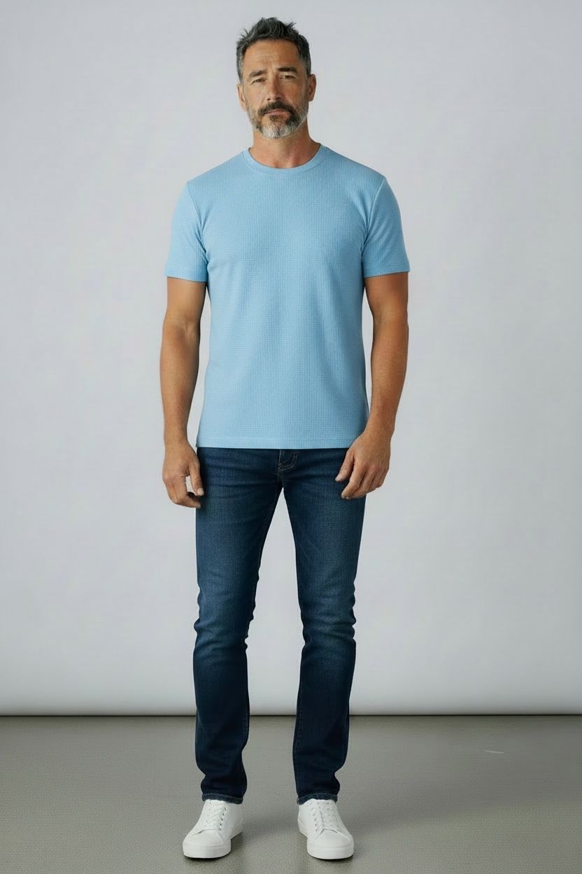 Playera Premium Hombre Textura Tejida – Algodón con Spandex