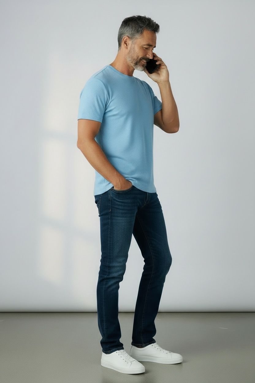 Playera Premium Hombre Textura Tejida – Algodón con Spandex