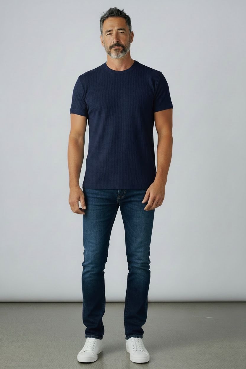 Playera Premium Hombre Textura Tejida – Algodón con Spandex