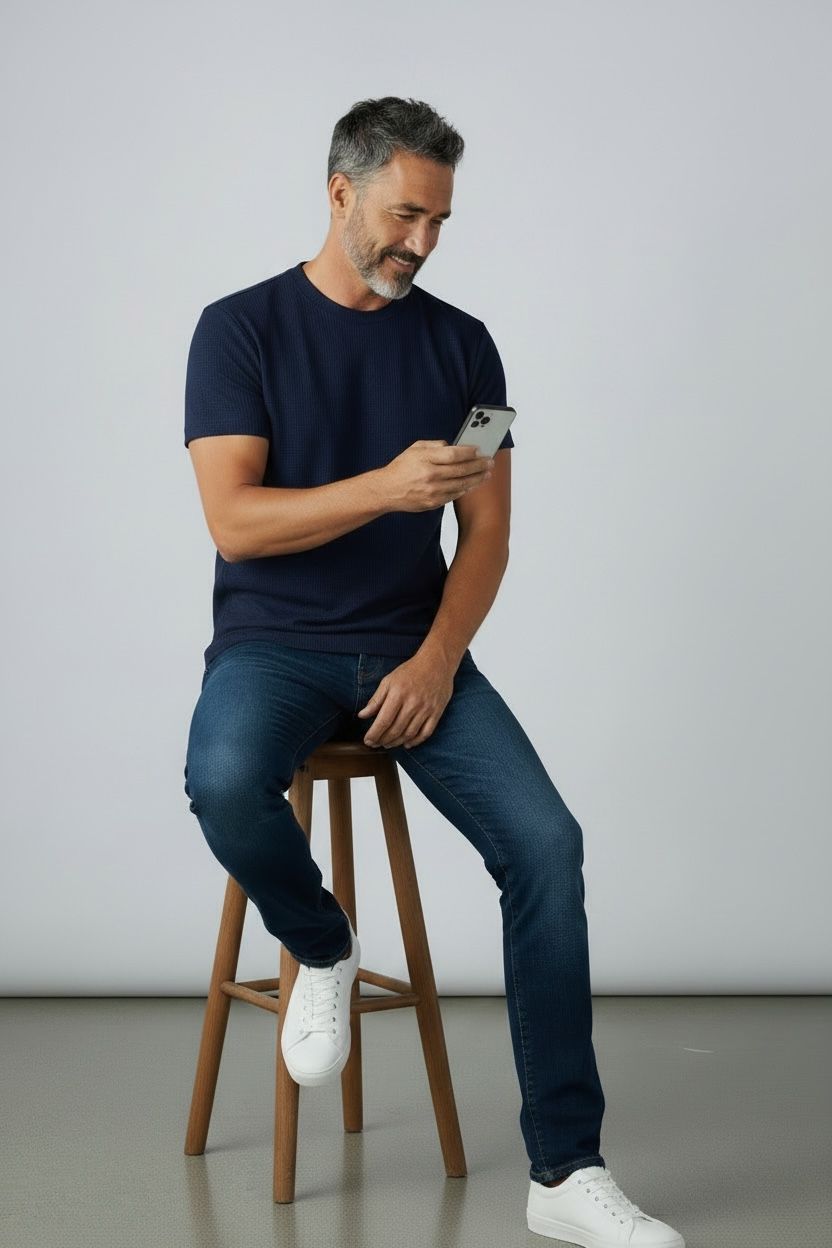 Playera Premium Hombre Textura Tejida – Algodón con Spandex