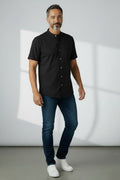 Camisa Premium Manga Corta Hombre – Linen Touch Cuello Mao