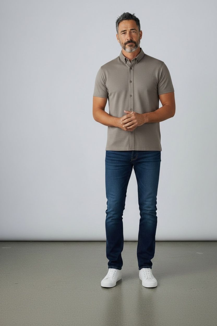 Camisa Premium Manga Corta Hombre – Linen Touch Slim Fit
