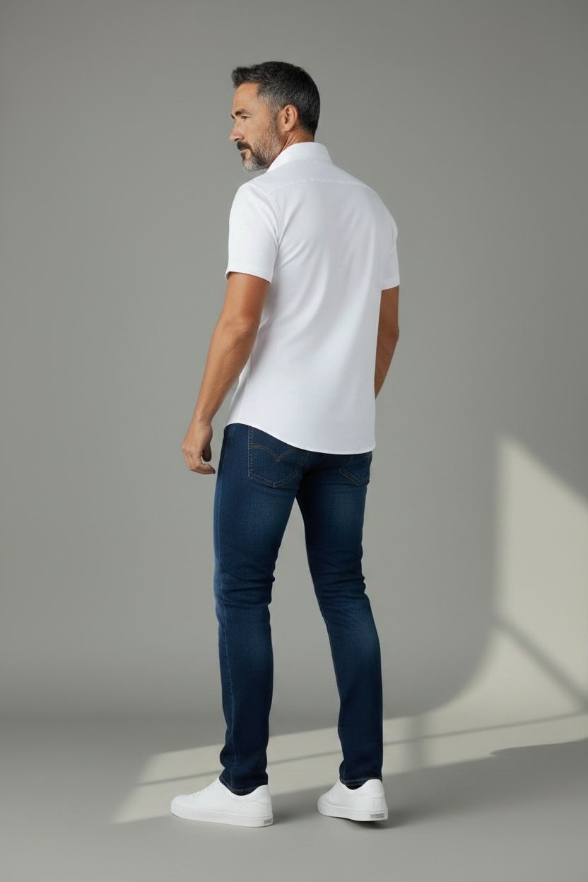 Camisa Premium Manga Corta Hombre – Linen Touch Slim Fit