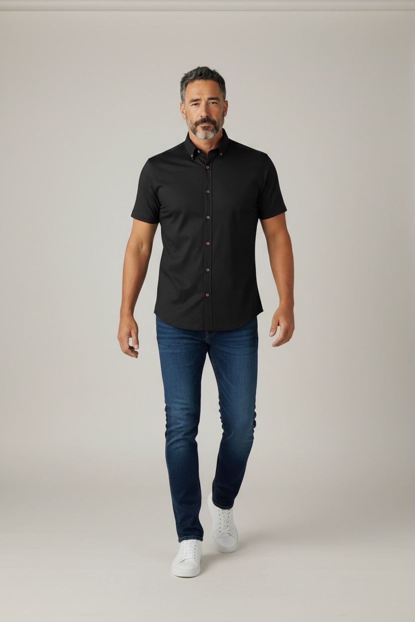 Camisa Premium Manga Corta Hombre – Linen Touch Slim Fit