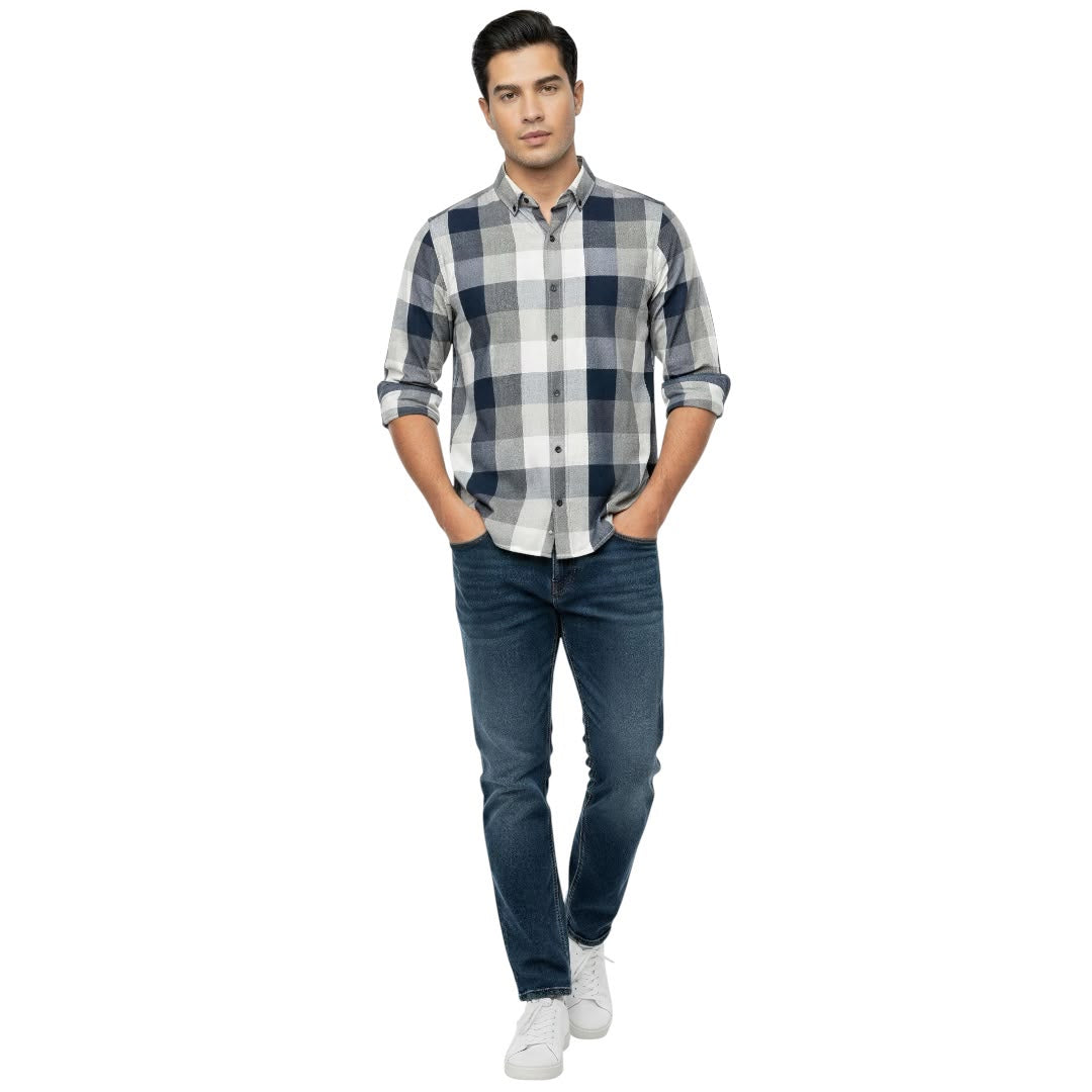 Camisa de Cuadros Red Blue 100% Algodón Slim Fit