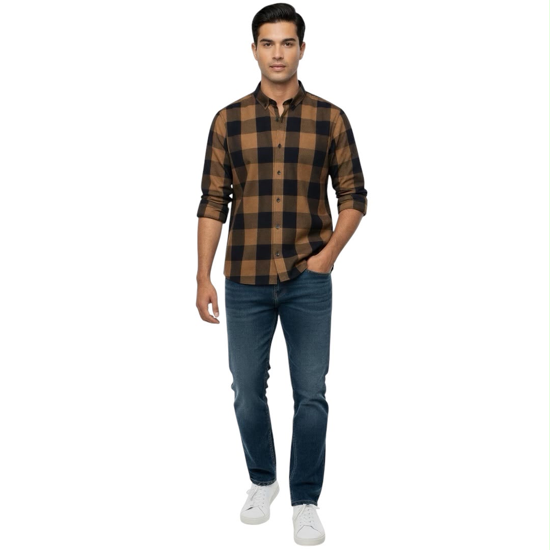 Camisa de Cuadros Red Blue 100% Algodón Slim Fit