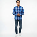 Camisa de Cuadros Red Blue 100% Algodón Slim Fit