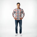 Camisa de Cuadros Red Blue 100% Algodón Slim Fit para Hombre