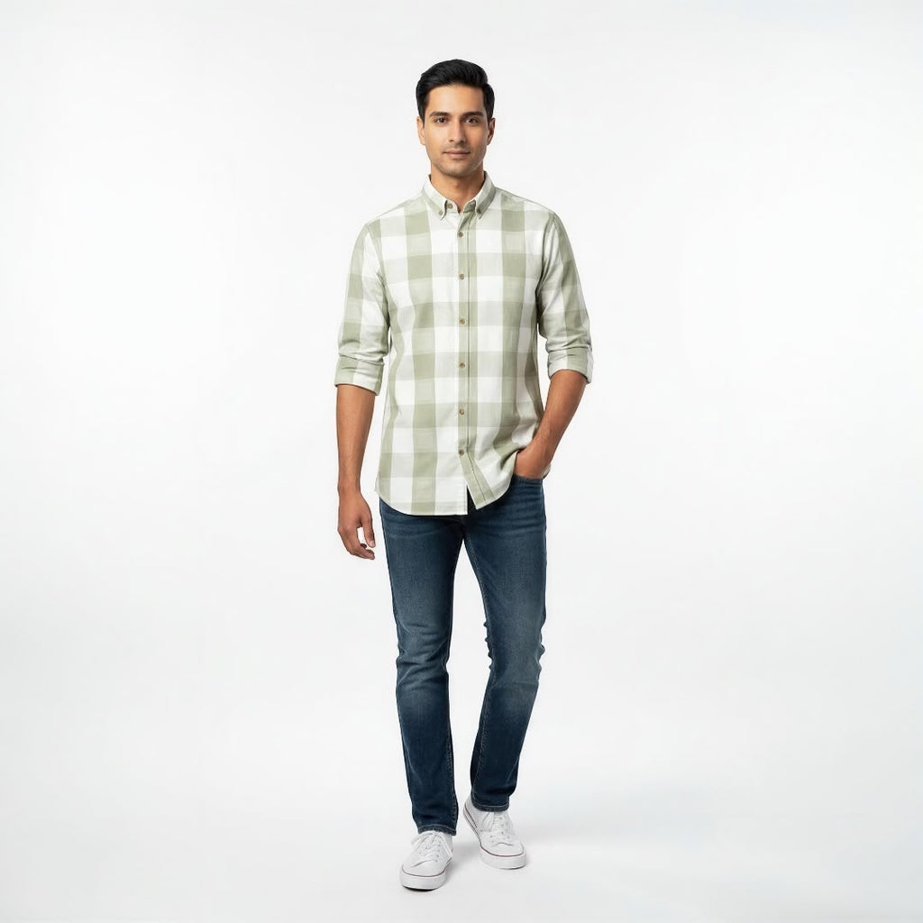 Camisa de Cuadros Red Blue 100% Algodón Slim Fit para Hombre