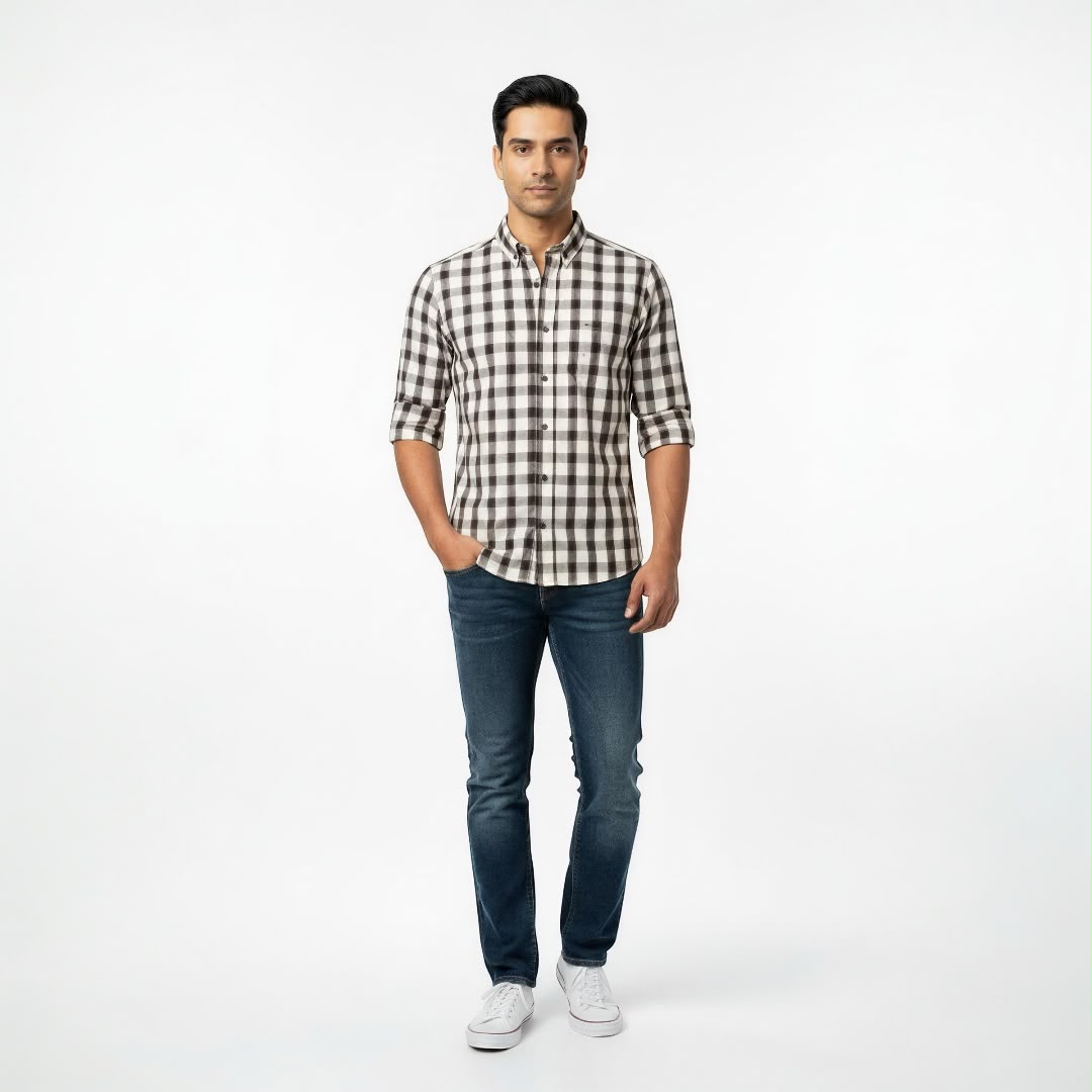 Camisa de Cuadros Red Blue 100% Algodón Slim Fit para Hombre