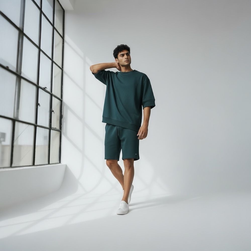 Conjunto Oversize Texturizado Premium Hombre – Playera y Bermuda