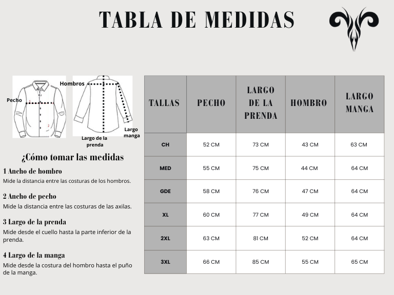 TABLA DE MEDIDAS CAMISA FRANELA
